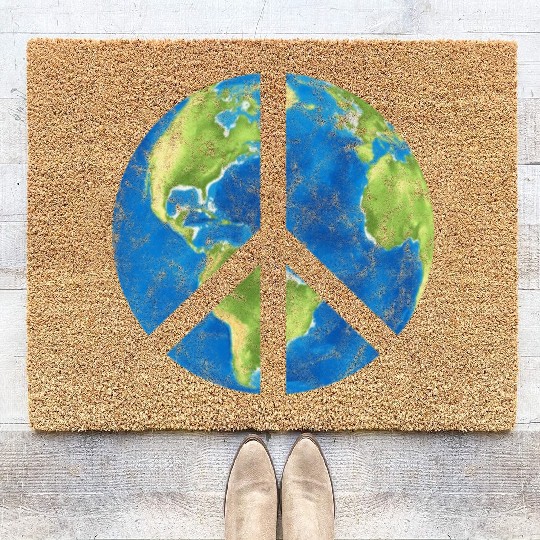 Peace On Earth World Peace Sign Coir Doormats
