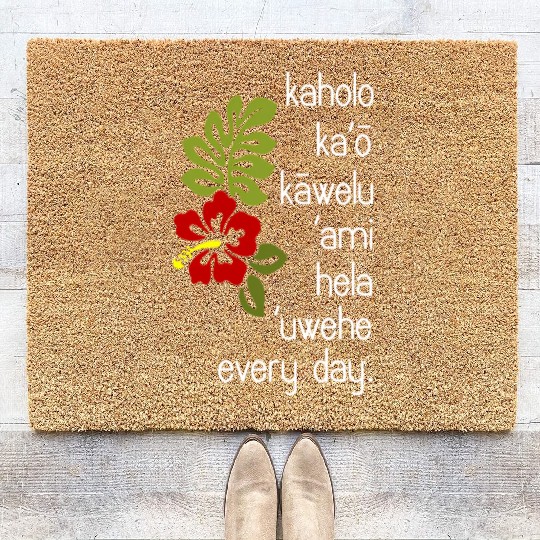 Hawaiian Hula Dance Uwehe Everyday Hibiscus Coir Doormats