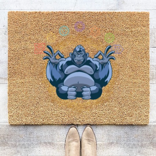 Chakras Meditating Gorilla Ape Monkey Coir Doormats