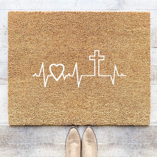 Christian Cross I Love Jesus Easter Resurrection Coir Doormats