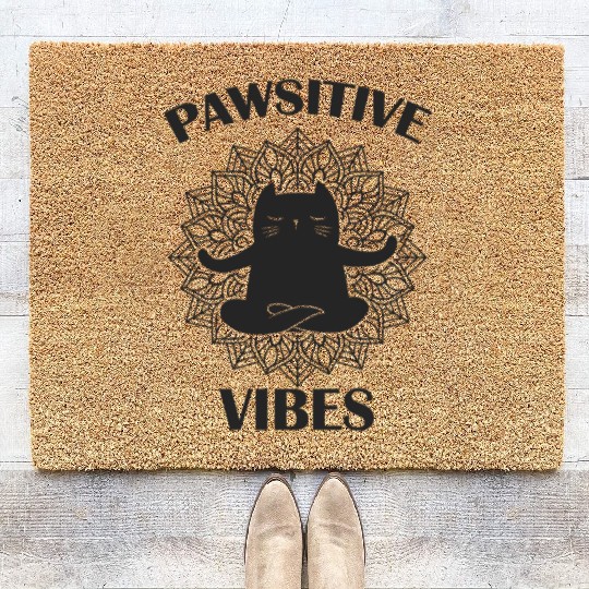 Pawsitive Vibes Positivity Meditation Mandala Coir Doormats