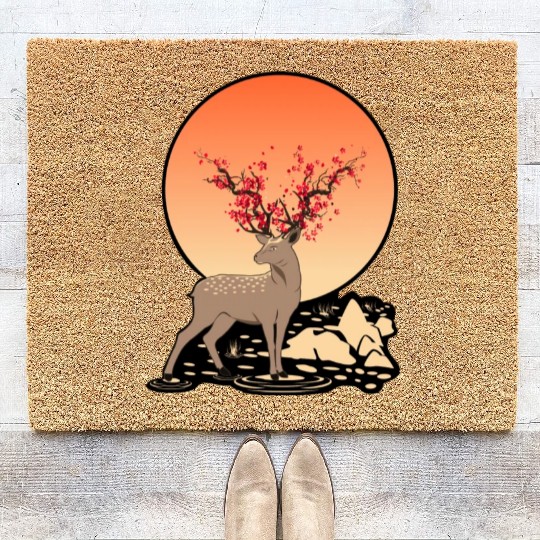 Sika Deer Spirit Sakura Deer Spirit Coir Doormats