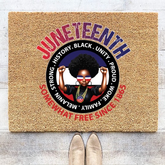 Juneteenth Red White and Blue Power Coir Doormats