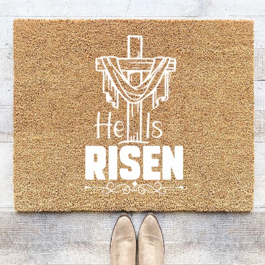 He Is Risen Jesus Christ Resurrection Happy Coir Doormats