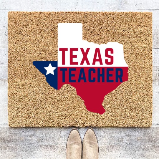Texas Teacher Life Flag Style Coir Doormats