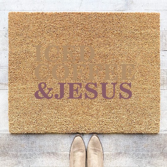 Iced Coffee And Jesus please Coir Doormats