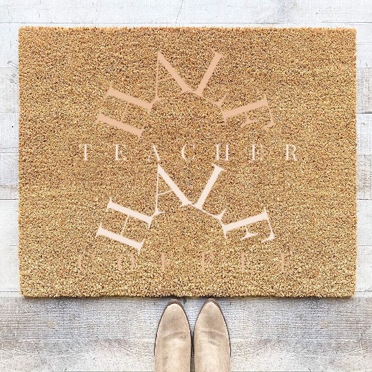 half coffee half teacher Coir Doormats