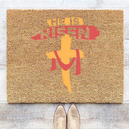 He Is Risen Christian Easter Coir Doormats