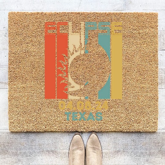 America Total Solar Eclipse 040824 Texas 2024 Coir Doormats
