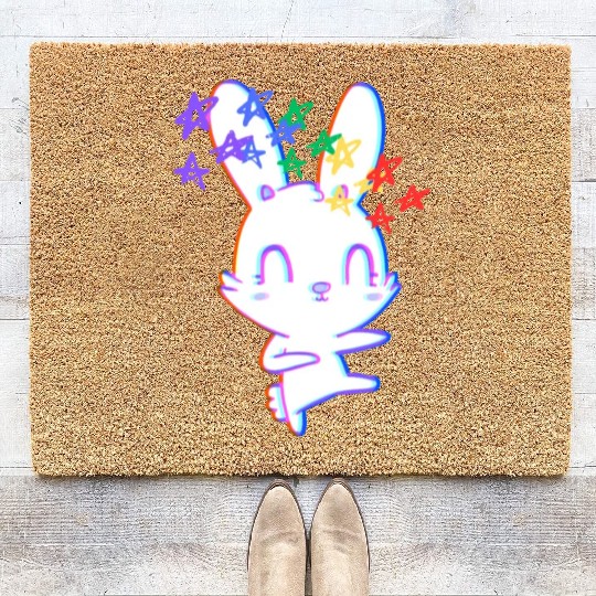 Pride Rainbow Bunny Coir Doormats
