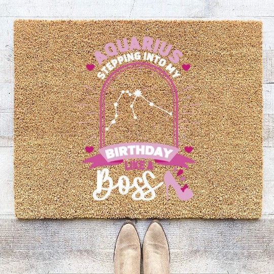 Aquarius Stepping Into Astrology Birth Sign Coir Doormats