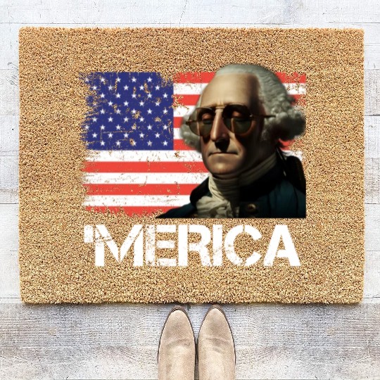 Merica George Washington Independence Day USA Coir Doormats