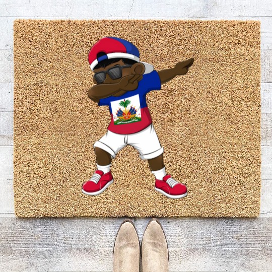 Dabbing Haitian Haiti Flag Dab Dance Coir Doormats