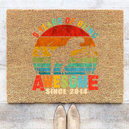 9Th Dinosaur 9 Awesome Since 2014 Coir Doormats