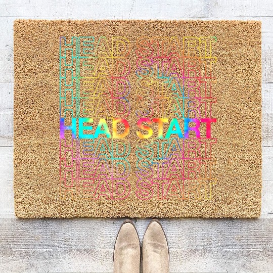 Rainbow Tie Dye Head Start Team Back To School Coir Doormats