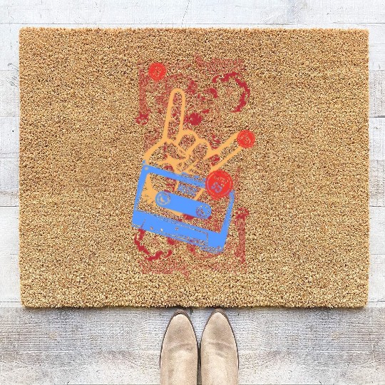 devil horns hand Coir Doormats