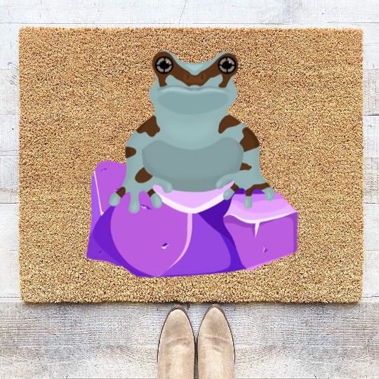 Frog Crystal Amethyst Gemstone For Toad Owners Coir Doormats