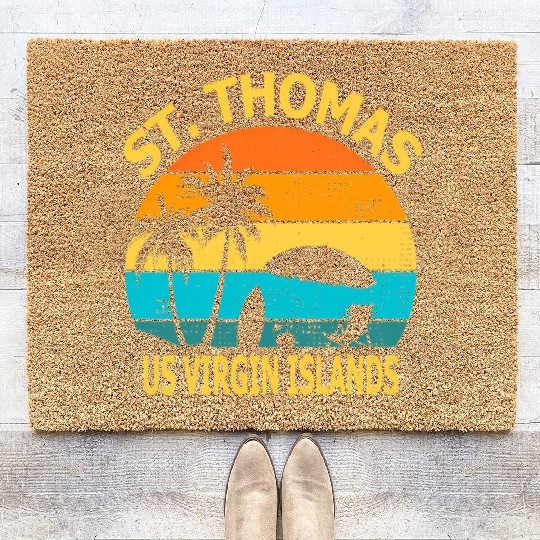 Travel St Thomas Us Virgin Islands Vacation Souven Coir Doormats