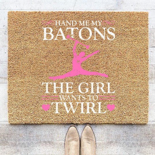 Majorette Dance Baton Girl Twirl Coir Doormats