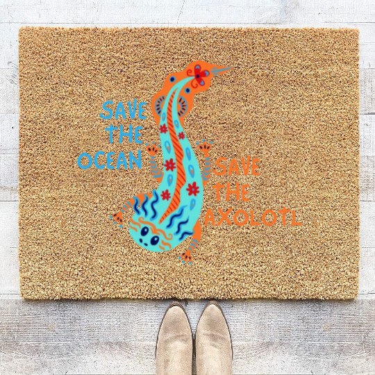 Save The Ocean Save The Axolotl Coir Doormats