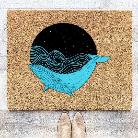 Humpback Whale Midnight Space Whale Coir Doormats