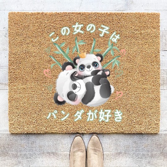 Panda Love Mom Panda Bear Coir Doormats