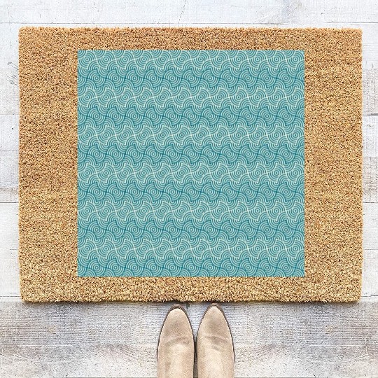 Retro Teal Pattern Coir Doormats