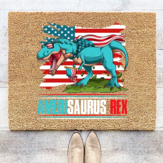 Amerisaurus Rex Independence Day USA Party Coir Doormats