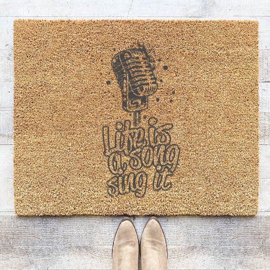 Life is a Song Sing It red Coir Doormats
