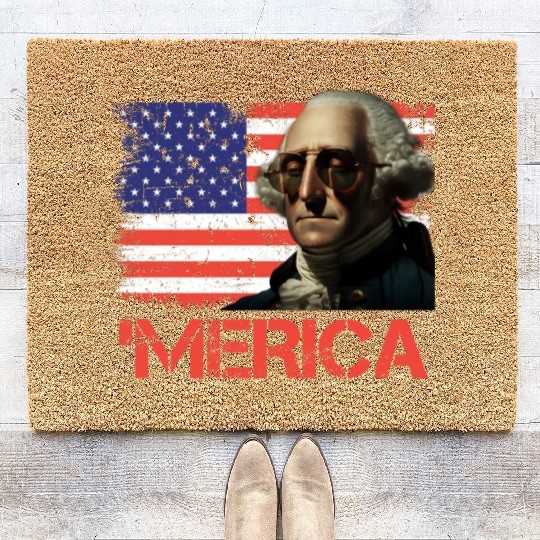 Merica George Washington Independence Day USA Coir Doormats