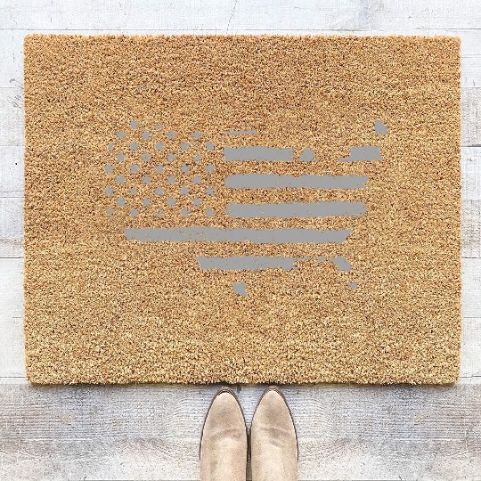 HAND PAINTED US FLAG Coir Doormats