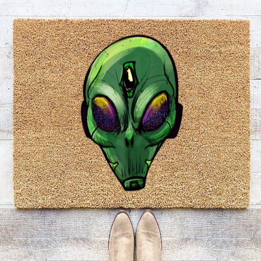 extraterrestrial Funny quote Alien head science Coir Doormats