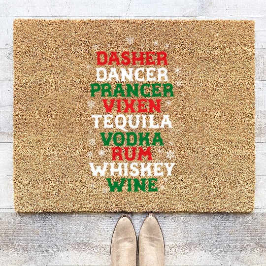 Beer Wine Tequila Reindeer Coir Doormats