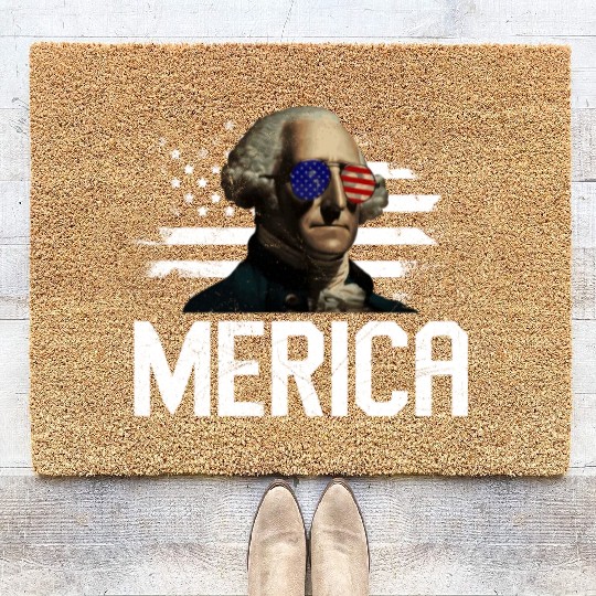 Merica George Washington Independence Day Coir Doormats
