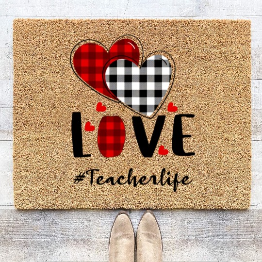 Teacher Life Valentines Day Coir Doormats