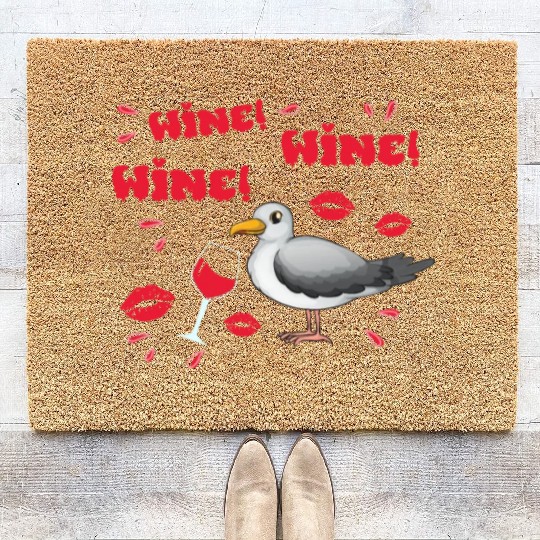 Wine Seagull Bird Lover Shorebird Seagulls Coir Doormats