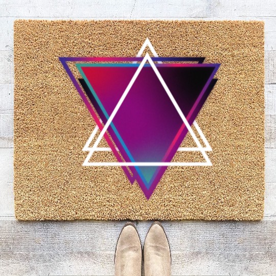 "Triangle Bliss: Geometric Marvel Coir Doormats"