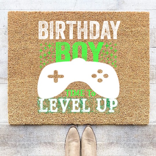 GAmer, birthday boy, time to level up Coir Doormats