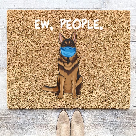 German Shepherd Ew People Dog Wearing Face Coir Doormats