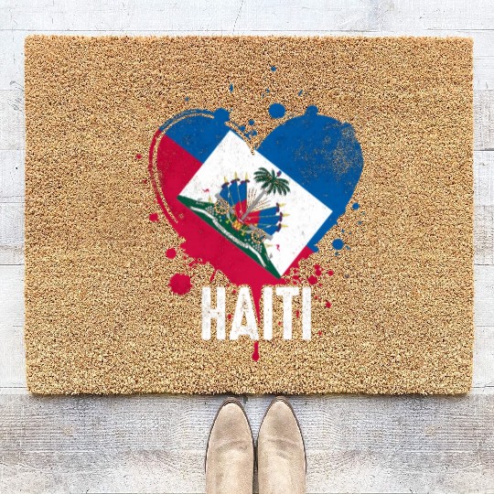 Haitian Vacation Haiti Flag Coir Doormats