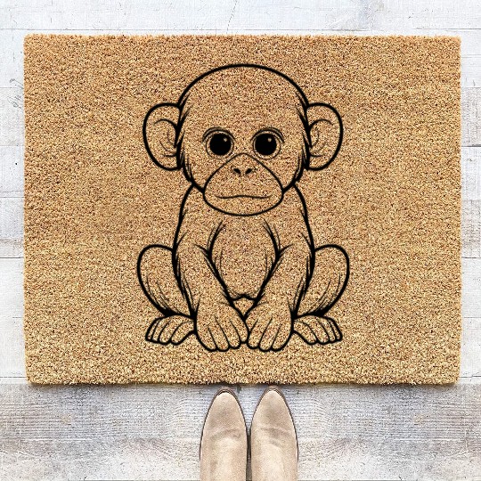 Ape Face Apes Apelike Jungle Primate Coir Doormats