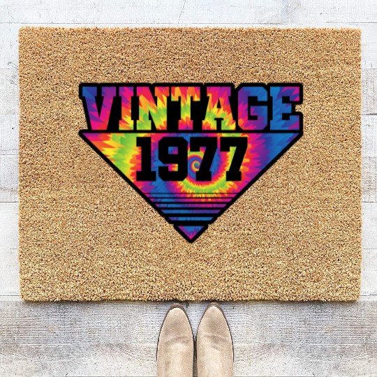 Vintage 1977 Tie Dye Splash Color Triangle Coir Doormats