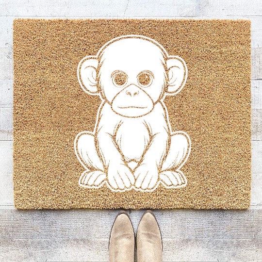 Ape Face Apes Apelike Jungle Primate Coir Doormats