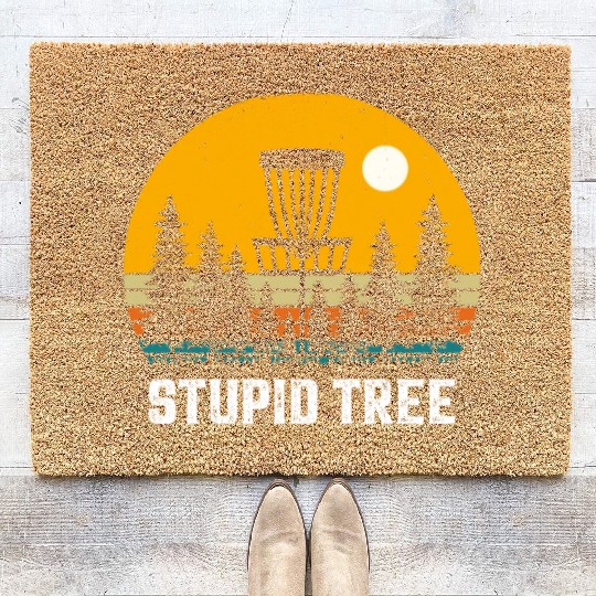 Funny Disc Golf Stupid Tree Art Frisbee Coir Doormats
