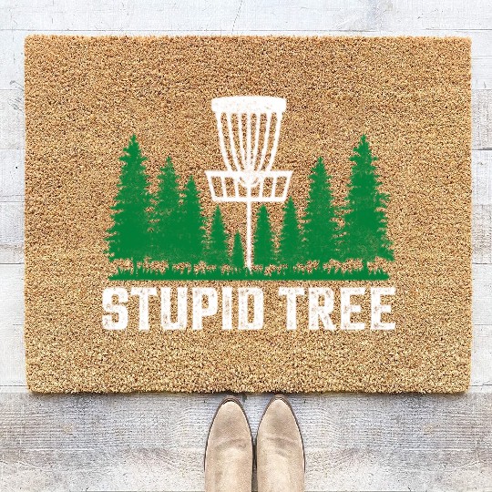 Funny Disc Golf Stupid Tree Art Frisbee Coir Doormats