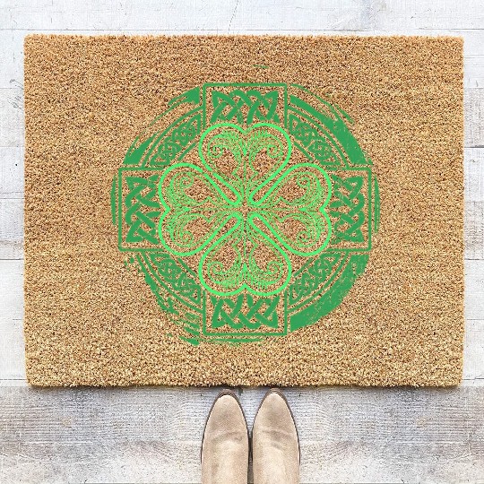 Celtic Knot Irish Shamrock Three Leaf Clover St Pa Coir Doormats