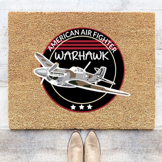 WW2 P-40 Warhawk Airplane Coir Doormats