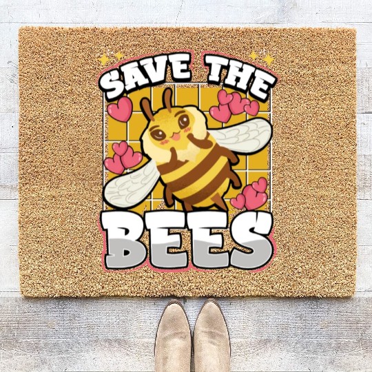 Save The Bees Cute Bumblebee Coir Doormats