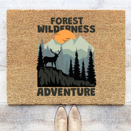 forest wilderness adventure deer mountain Coir Doormats