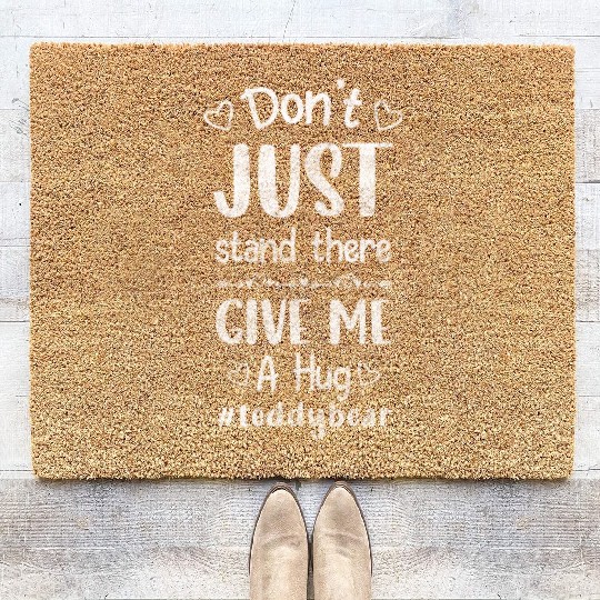 Teddy Bear Child Cuddling Coir Doormats